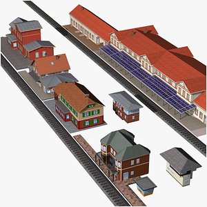 3D bundle - railway station buildings model