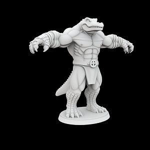 3D model Anthro Crocodile Hero Figurine 3D Print Model Collectibles