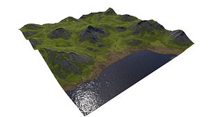 3D model Mountain-lake composite landform