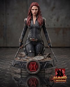 Black Widow - Dynamic Action Figure 3D Model STL for 3D Printing  Statue 3D model