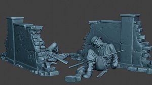 3D model german soldier ww2 killed3