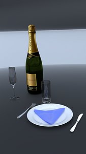 3d model champagne bottle