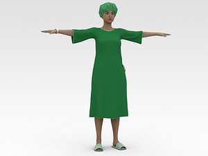 Female Patient with Green Gown 3D model