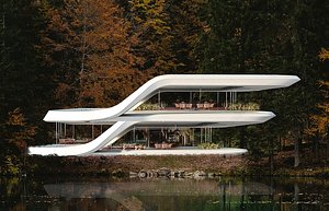 Modern high-end homestay hotel building holiday villa 3D