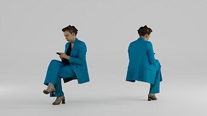 Woman Sitting Business 1 3D