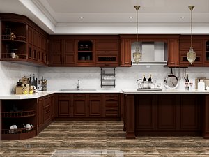 Classic Wooden Kitchen Interior 3D model