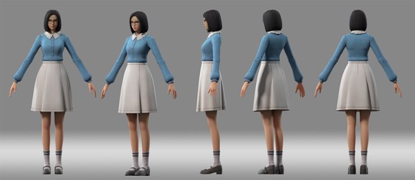 girl student japanese 3D model