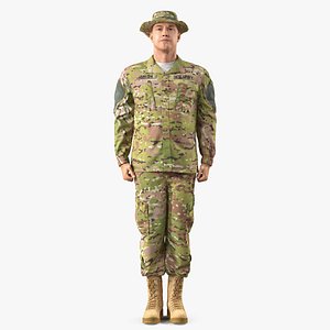 US Soldier Standing at Attention ACU Camo 3D Model