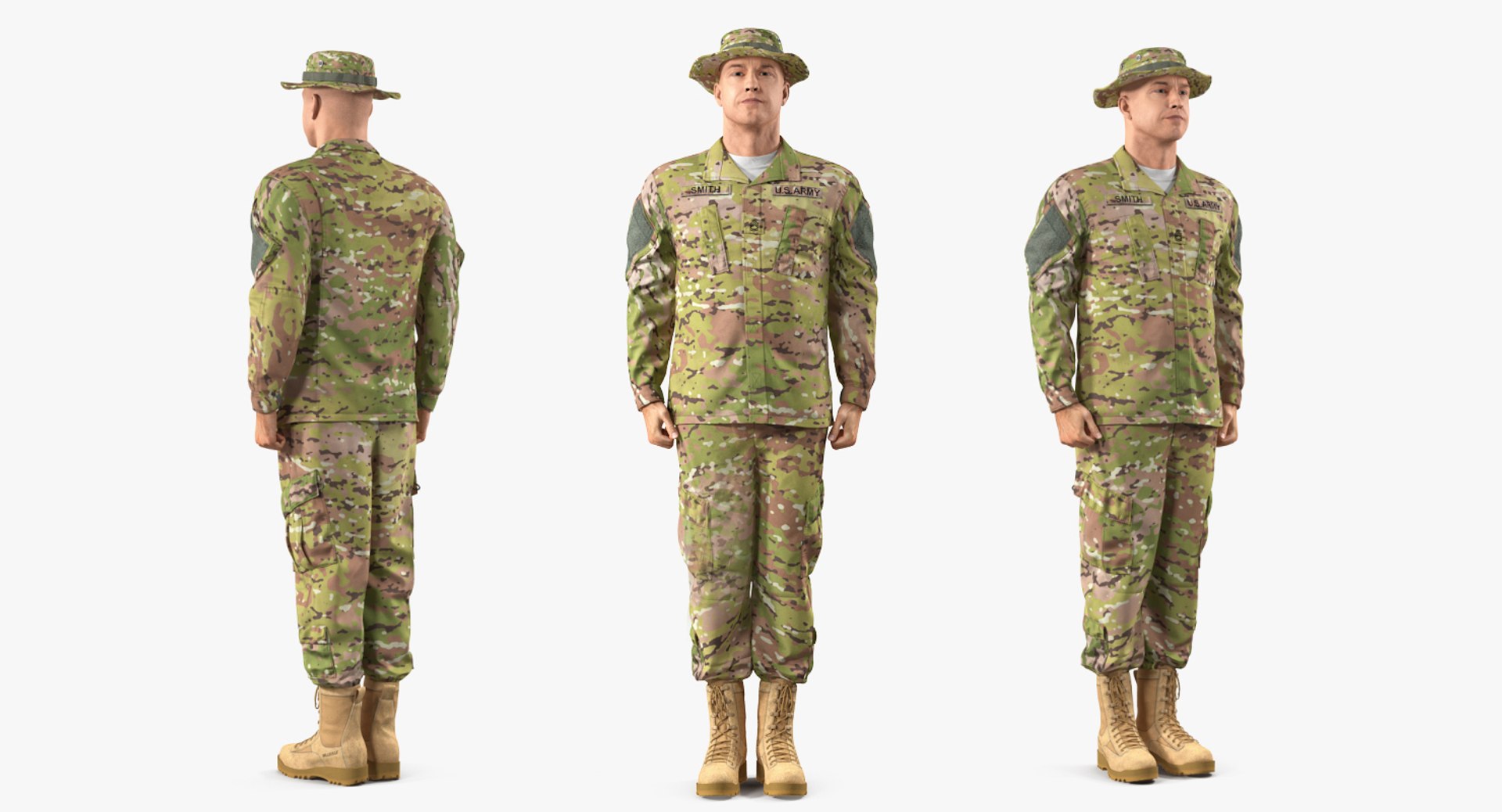 US Soldier Standing at Attention ACU Camo 3D Model 3D model preview