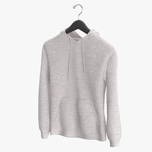 Hooded Sweatshirt Hanging Female Pocket Blank White and Branded Heather 3D