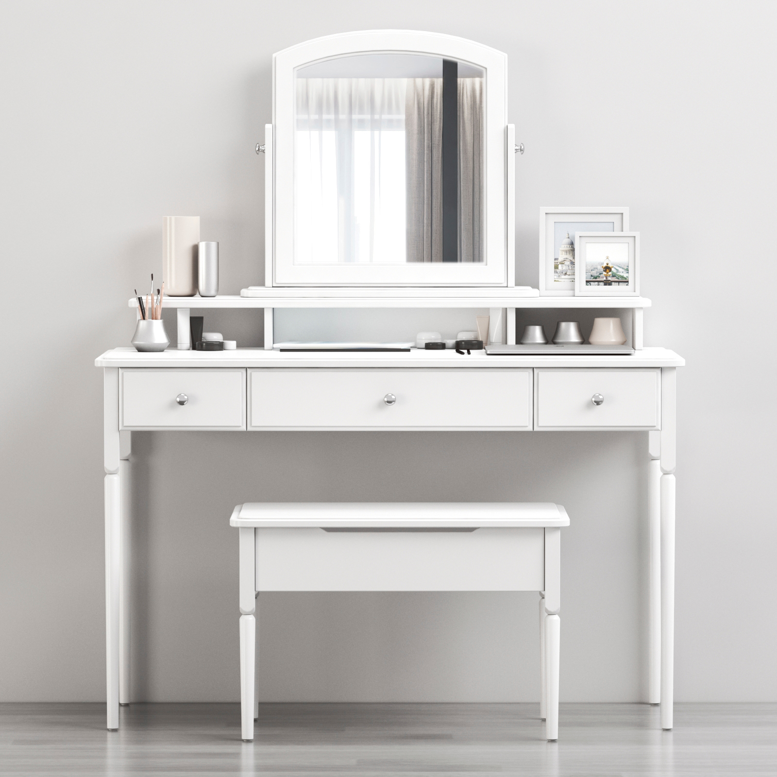 3D IKEA TYSSEDAL Dressing table with mirror and storage stool