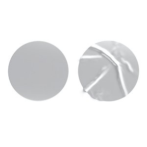 3D Two Round Stickers - silver flat and crumpled adhesive label