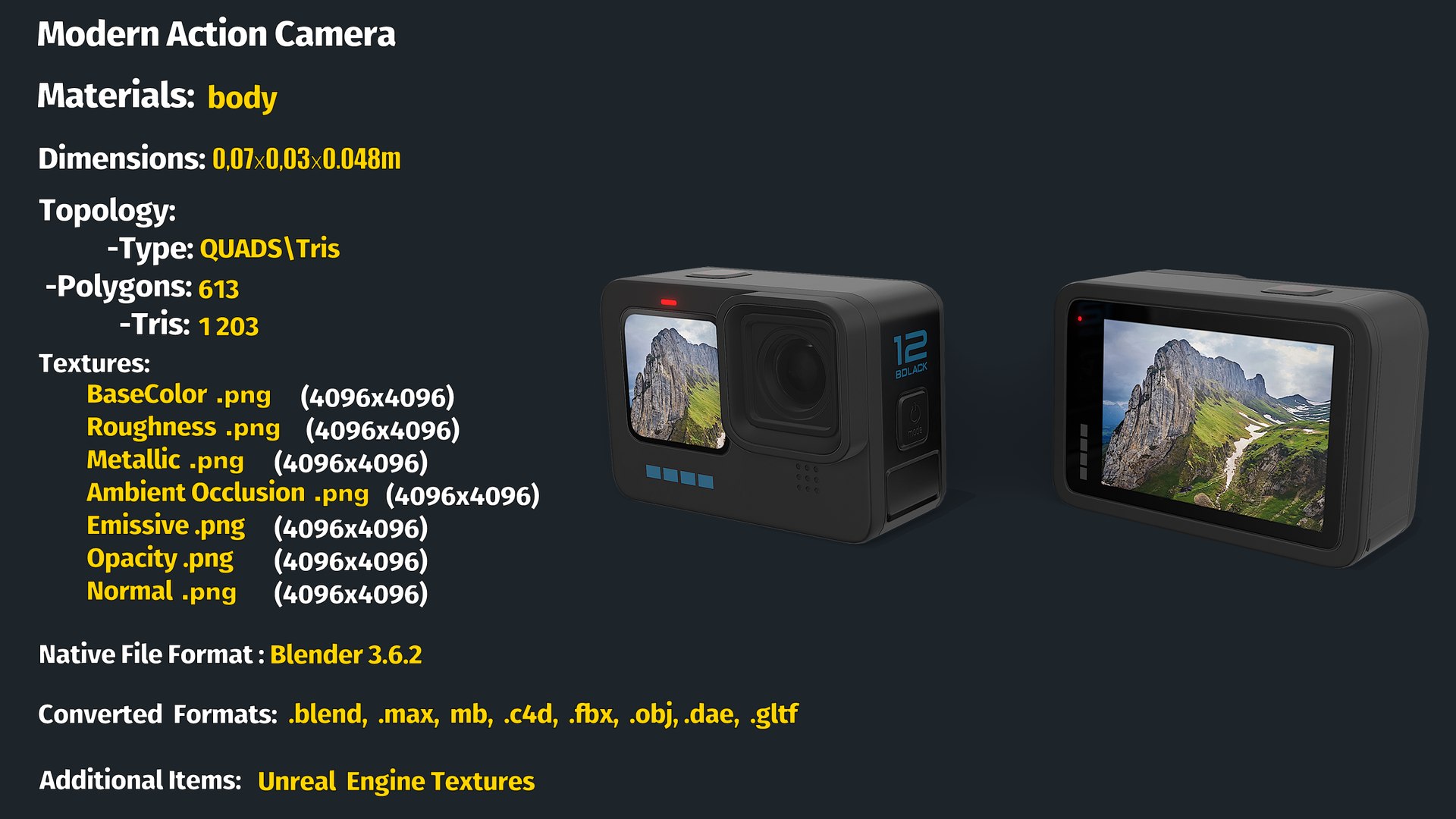 Modern Action Camera 3D model https://p.turbosquid.com/ts-thumb/2s/EX0fp7/68/info/png/1698073069/1920x1080/fit_q87/5a697c35f0566e2049395ea06f0ed3f9c0ed647b/info.jpg