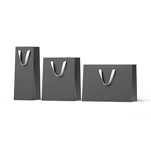 Black Paper Gift Bag 3 Type - craft shopping package set 3D model