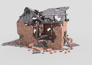 low poly destroyed house