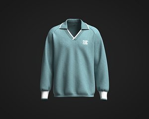 3D Mens sweater polo with johnny collar and graphic