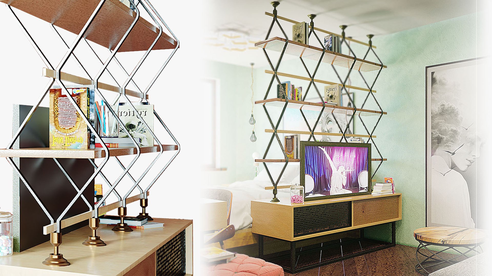 Romboidale Bookshelf 3D - TurboSquid 1872116