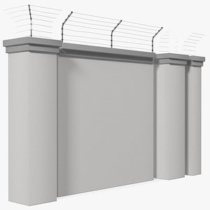 3D concrete wall electric wire fence model