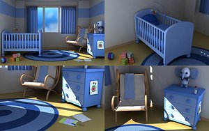 3d model cartoon baby nursery