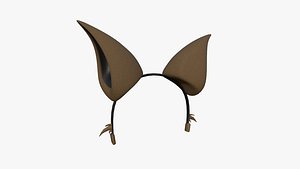 Furry Ears Tiara F05 Brown - Headband Character Design 3D
