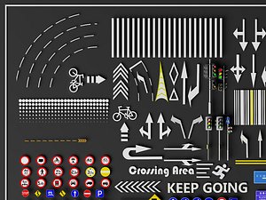 Comprehensive Road Signs  Traffic Elements Pack model