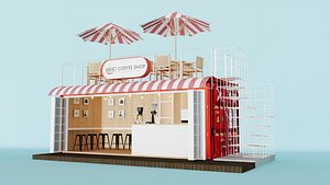 3D Caontainer 20ft coffeeshop concept 2 model
