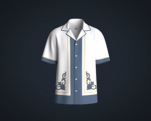 Mens resort shirt with applique 3D model