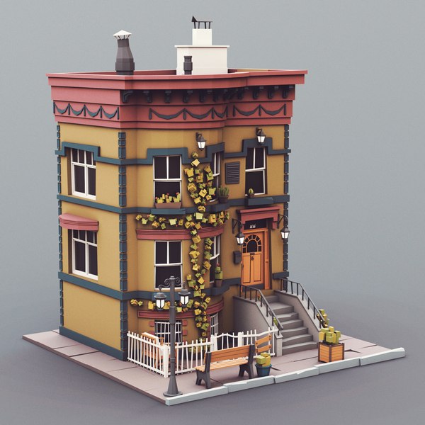 3D OBJ town house building