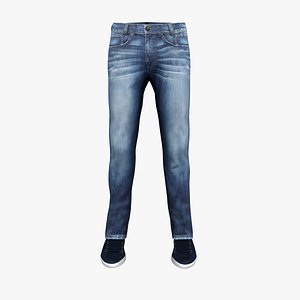 Male Loose Jeans With Sketchers 3D model