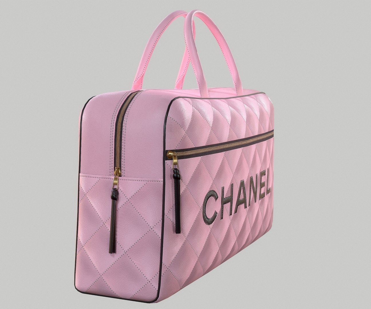 CHANEL Vintage Logo Bowler Bag Quilted Lambskin Purple | 3D model