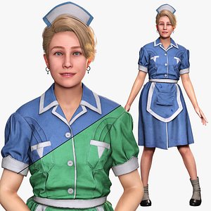 3D Nurse Character  Game Ready Woman in Uniform