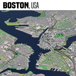 Boston Massachusetts USA 25x25km 3D City Map Map