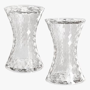 3D Stone ottoman chair made of solid transparent polycarbonate model