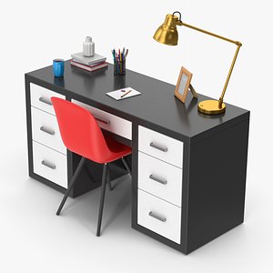 3D Home Office Desk Set