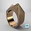 Parametric Jewelry Ring Brushed Gold 3D model