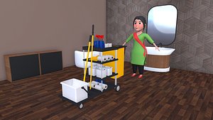 3D Low Poly Community Helper Maid - Female
