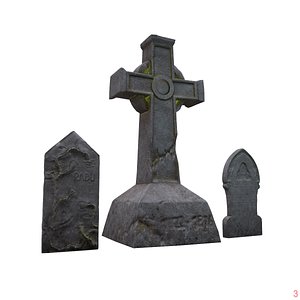 gothic tombstones cemetery 3D