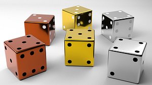 Dice - shallow dots - golden silver and bronze