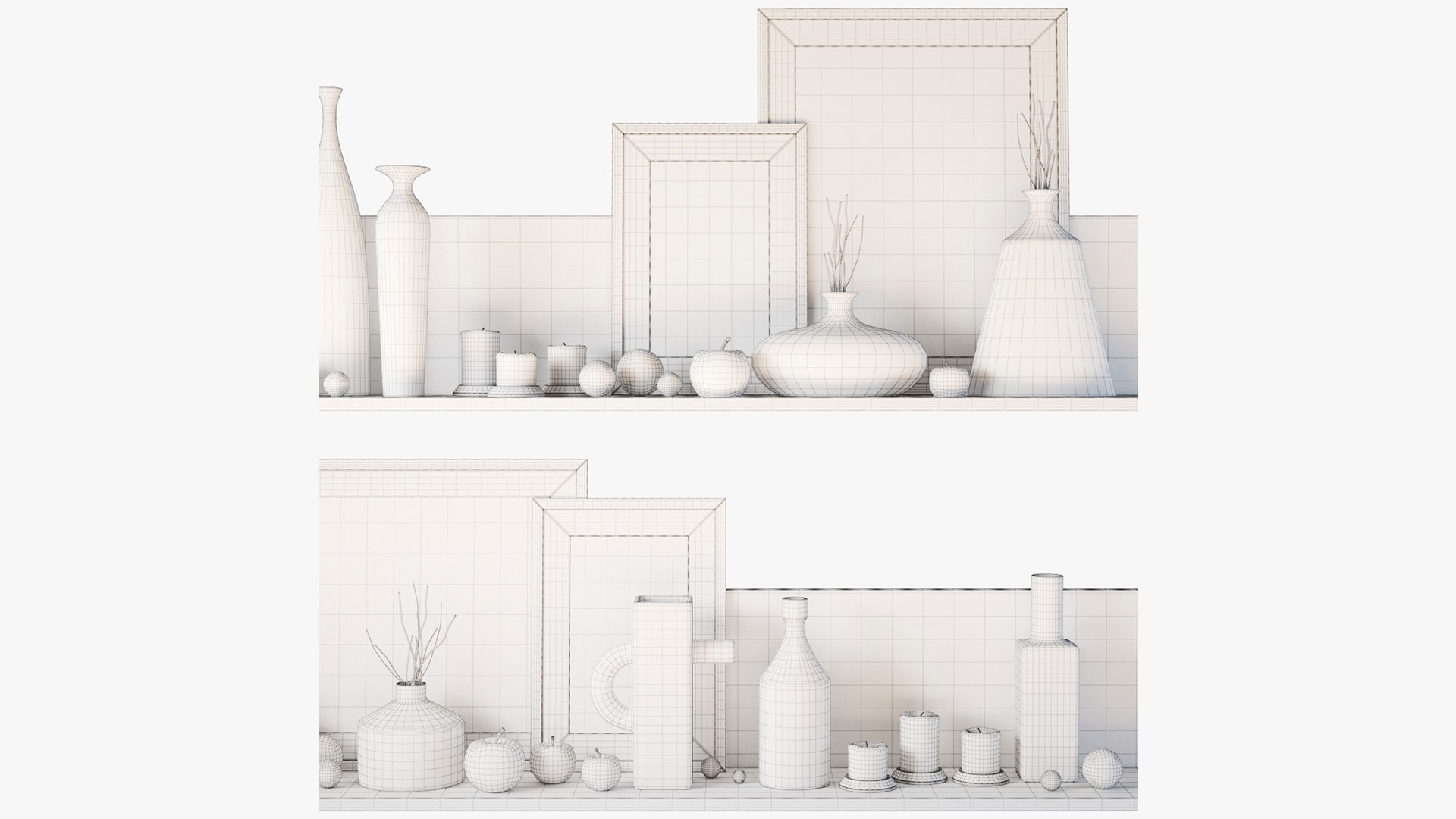3D model Decorative set with vases 1 medium - TurboSquid 1881311