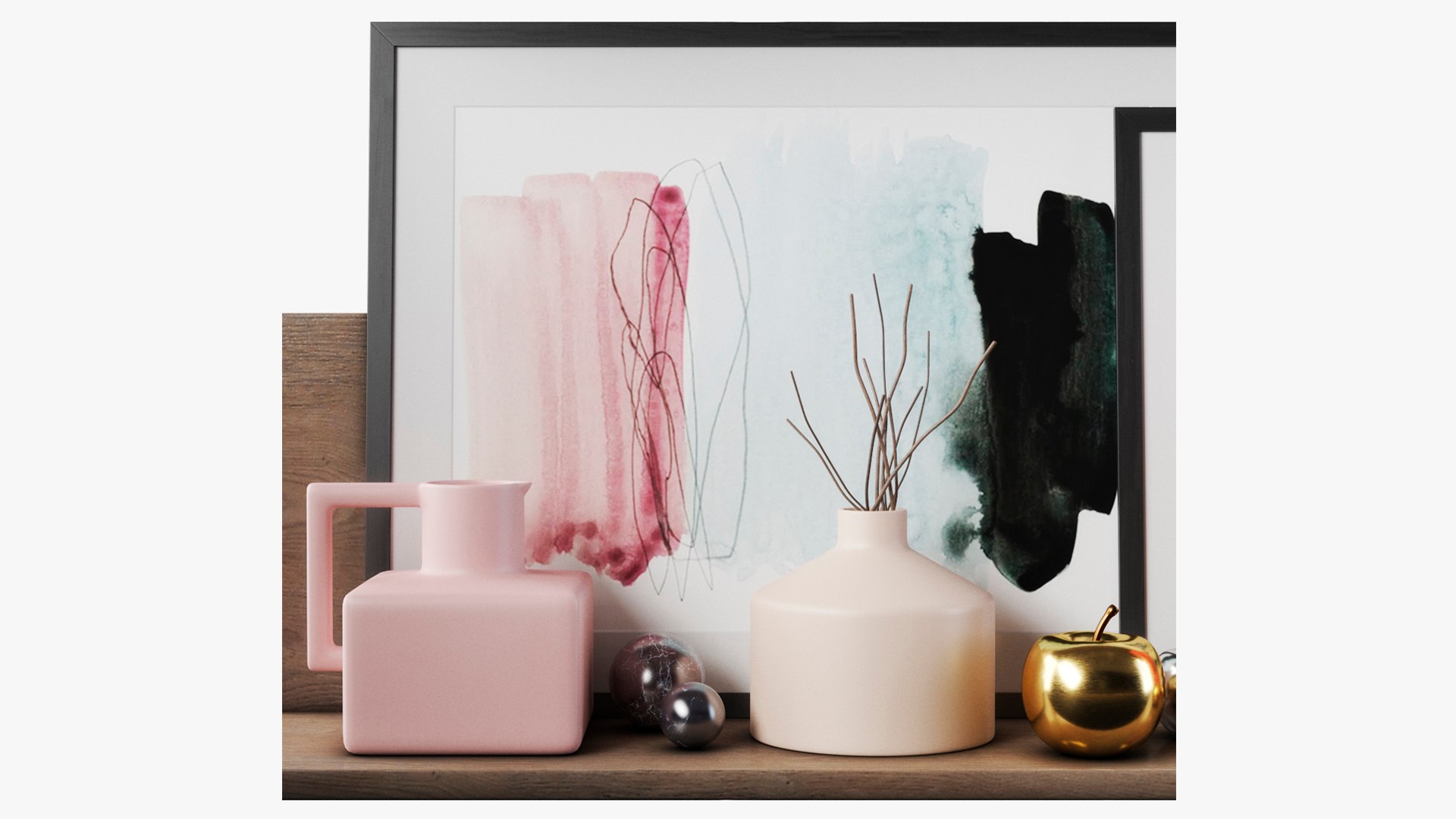 3D model Decorative set with vases 1 medium - TurboSquid 1881311