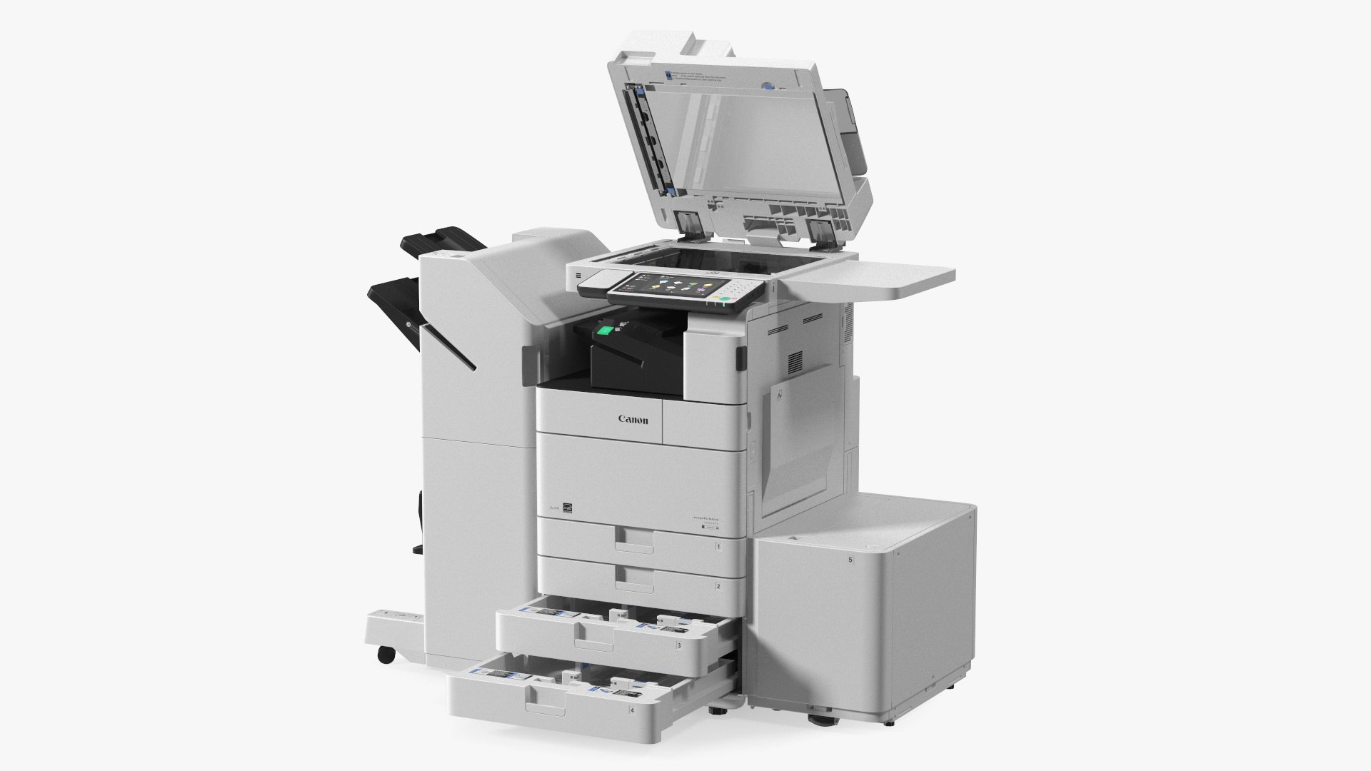MFP Canon ImageRUNNER ADVANCE 4551i II Scanner and Trays Open 3D model preview