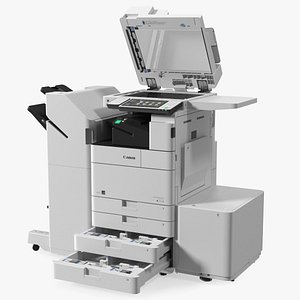 3D model MFP Canon ImageRUNNER ADVANCE 4551i II Scanner and Trays Open