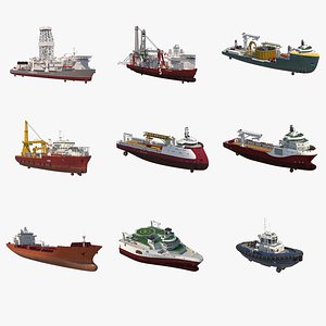 Offshore Oil and Gas Vessels Collection and Complete 3D Modeling Kitbash