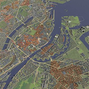 Copenhagen Denmark - city and urban 3D model