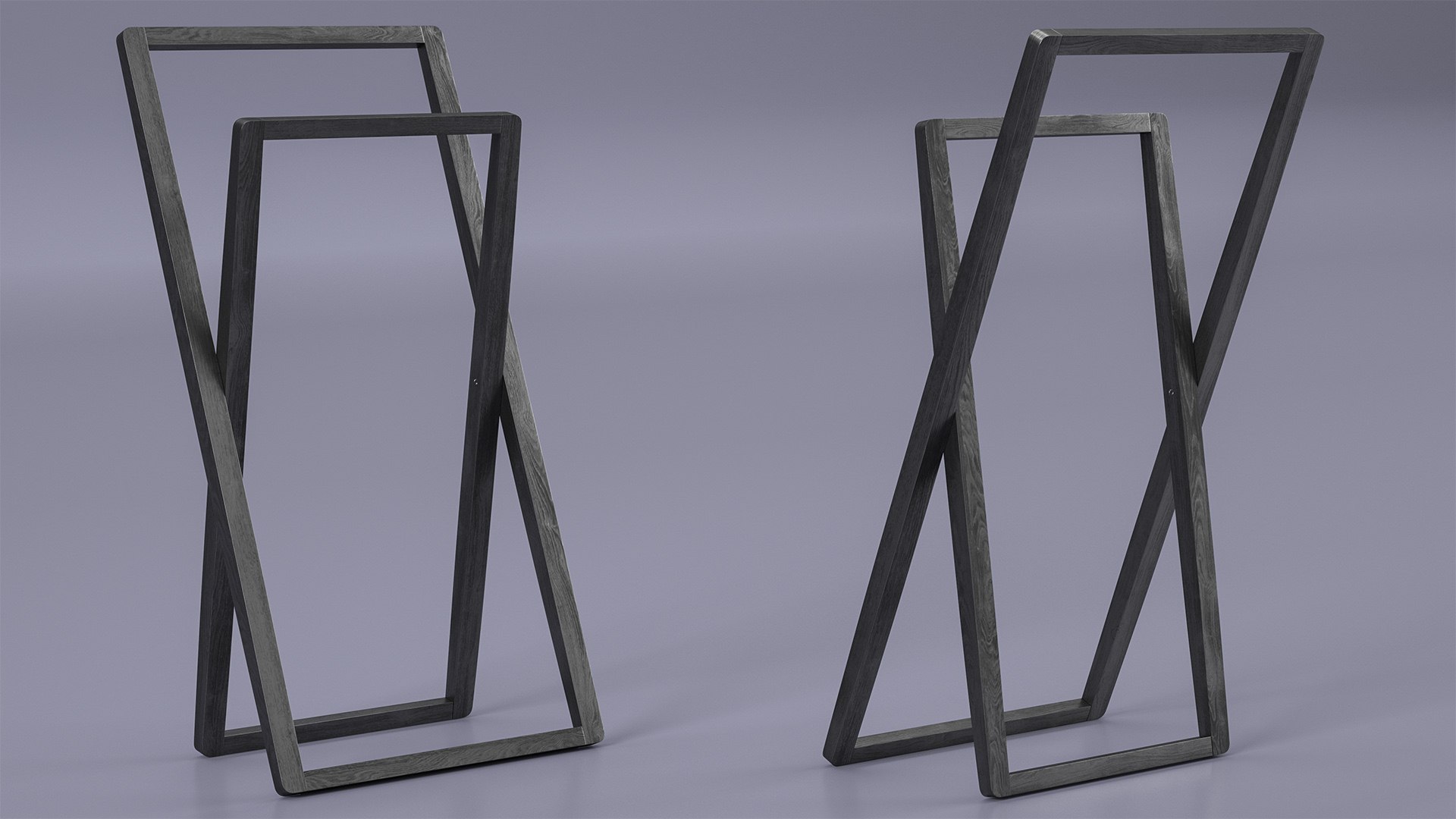 Wooden Freestanding Towel Rail 3D model preview