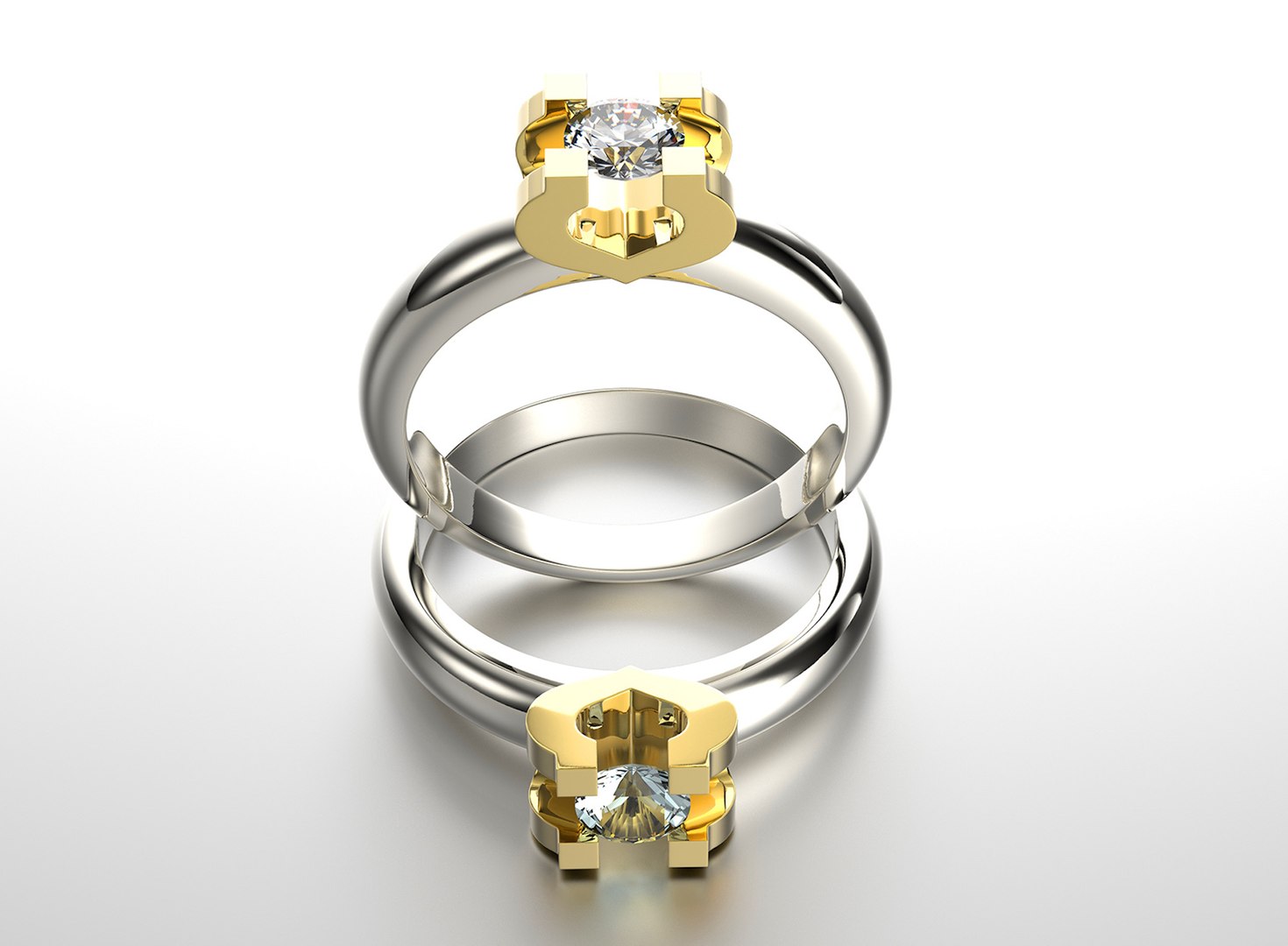 Gold Engagement Ring With Diamond Set Of Sizes 0074 Model - TurboSquid ...