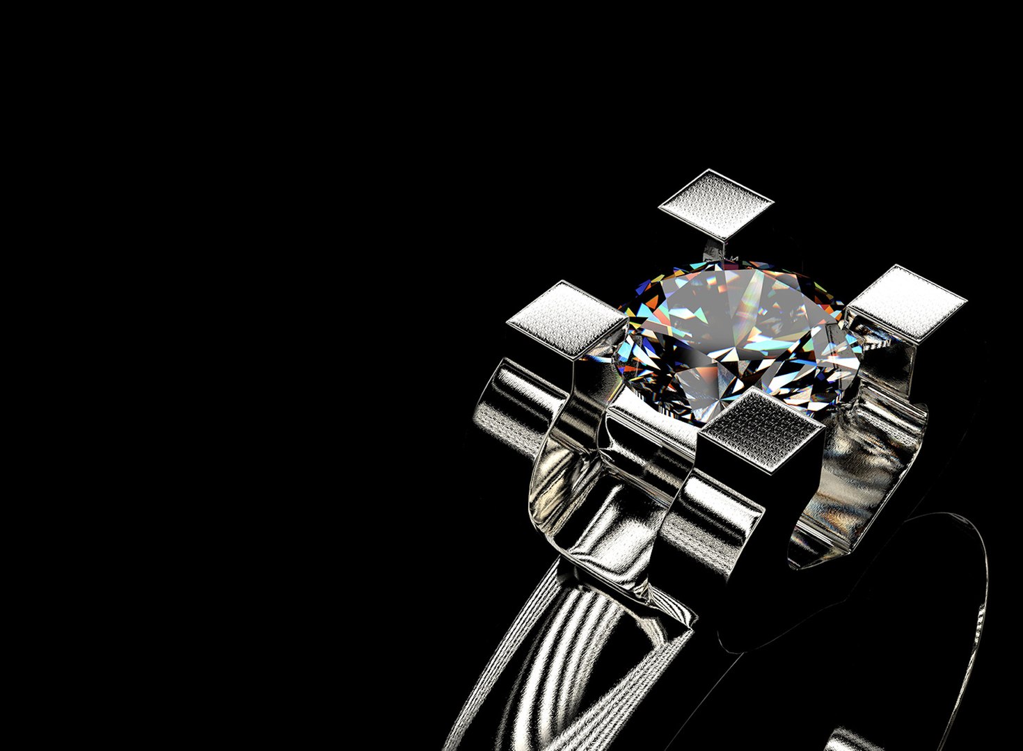 Gold Engagement Ring With Diamond Set Of Sizes 0074 Model - TurboSquid ...