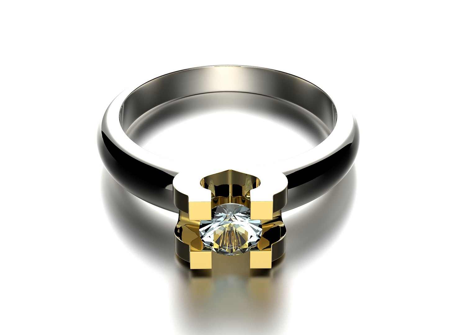 Gold Engagement Ring With Diamond Set of Sizes 0074 model - TurboSquid ...