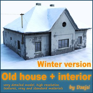 3d model of old house winter