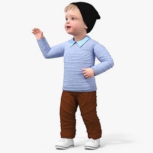 Child in Fall Clothes Rigged 3D model
